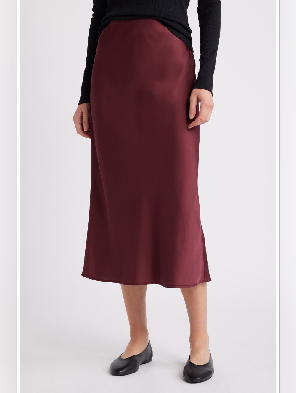 Treasure and Bond satin midi skirt - Burgundy
